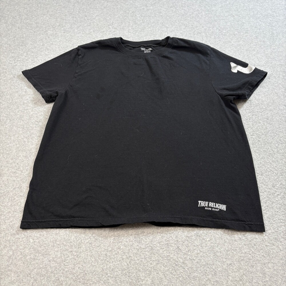 True Religion Shirt Men Medium Black Horseshoe Logo Streetwear Grunge 90s Y2K